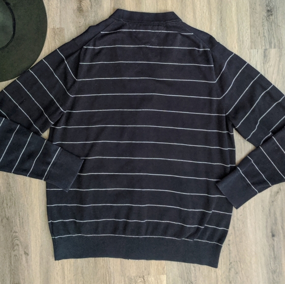 Tommy Hilfiger Navy Striped Button Up Sweater XXL - Picture 2 of 7